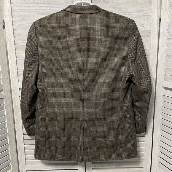 Jos A Bank Mens 40R Plaid Blazer Jacket 55% Silk‎ 45% Wool Brown - Picture 2 of 8